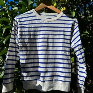 EntireWorld. Stripe 3/4 Tee - Small (White/Blue)